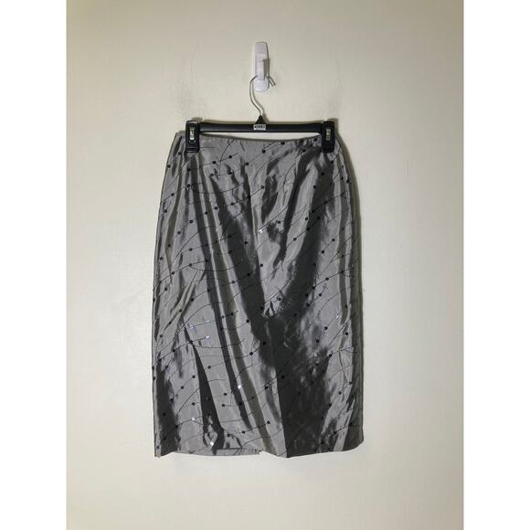 Emma Black Silver Midi Pencil Skirt with Sequin Detailing Sz 6 - Picture 1 of 2